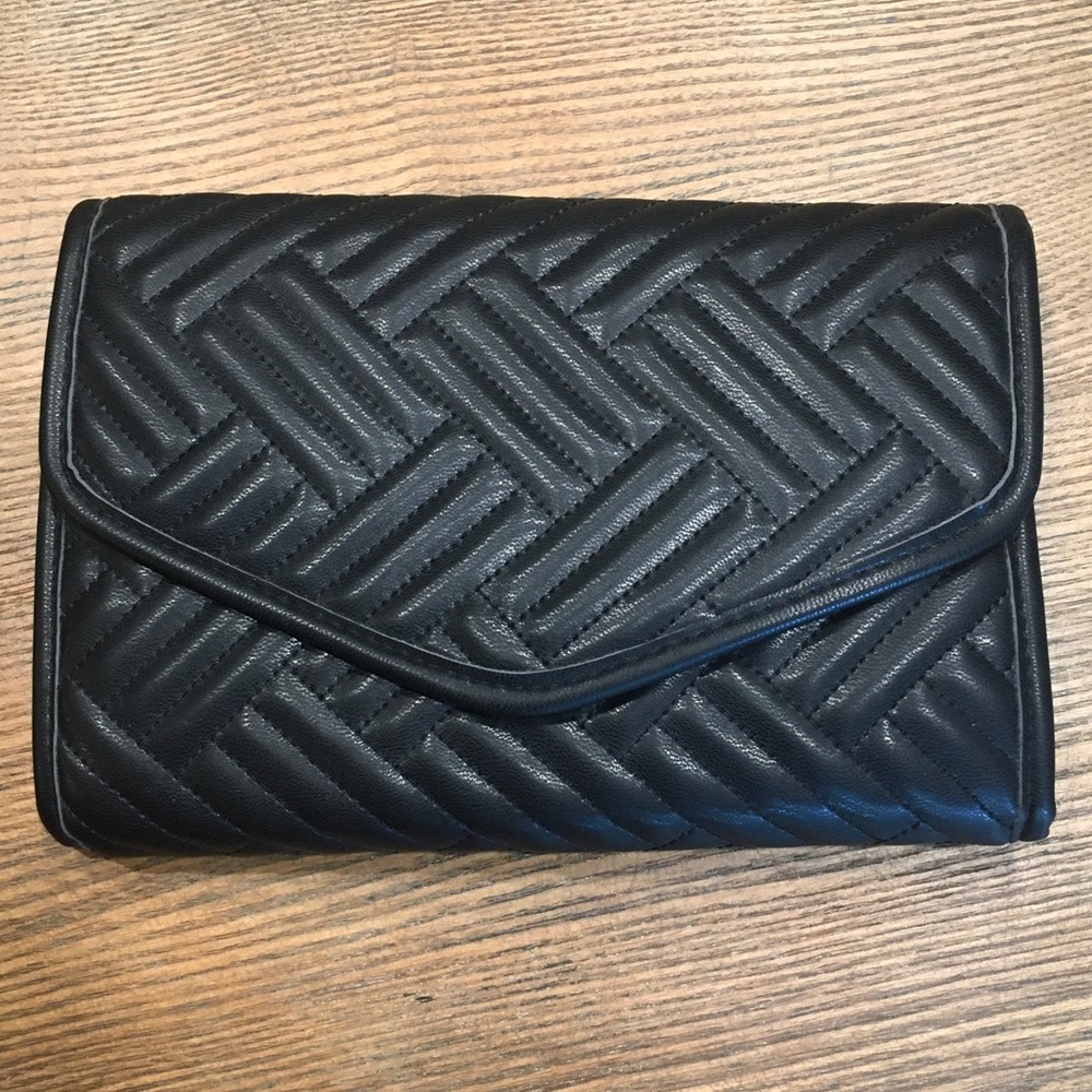 Black Quilted Jewelry Travel Clutch